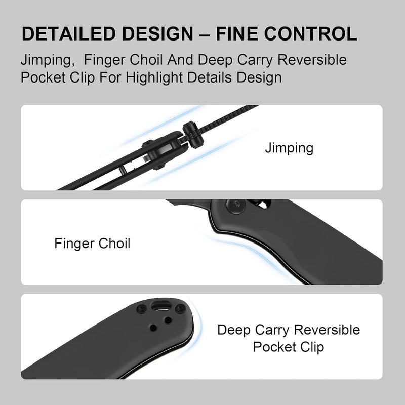 KIZER Drop Bear 2 Pocket Knife, 2.84" Nitro-V Drop Point Blade Folding Knife with Gray Aluminum Handle, Clutch Lock EDC Knives with Jimping on Spine for Men Women V3619.2KD2 - Image 4